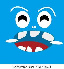 funny face monster with blue color