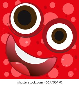 Funny face on red background illustration