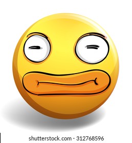 Funny face on yellow ball illustration