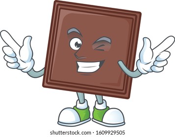 Funny face one bite chocolate bar cartoon character Winking eye