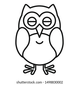 Funny face owl icon. Outline funny face owl vector icon for web design isolated on white background