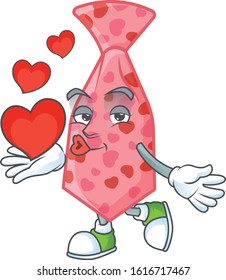 Funny Face pink love tie cartoon character holding a heart