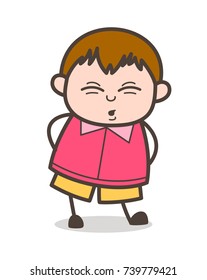 Funny Face and Pose - Cute Cartoon Fat Kid Illustration