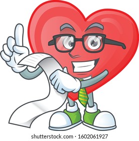 Funny face red love cartoon with menu ready to serve