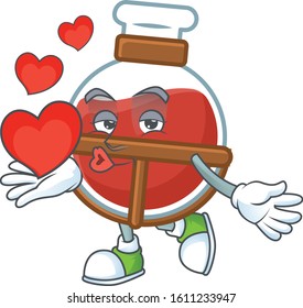 Funny Face red potion cartoon character holding a heart