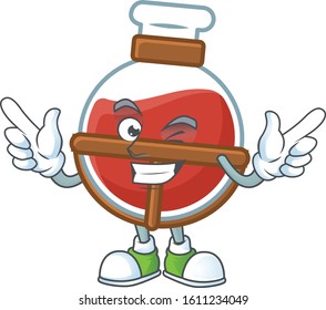 Funny face red potion cartoon character style with Wink eye