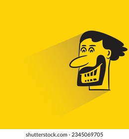 funny face with shadow on yellow background
