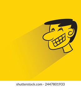funny face with shadow on yellow background