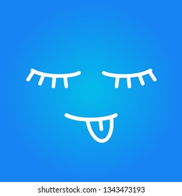 funny face sleeping showing its tongue blue background