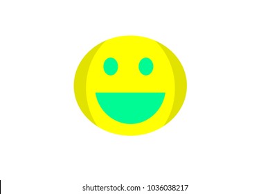 A funny face smiling yellow and green