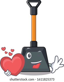 Funny Face Snow Shovel Cartoon Character Holding A Heart