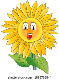 Funny face of sunflower at summer time