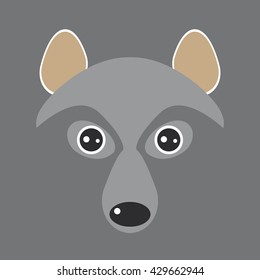 engraçado cara cão lobo no fundo cinza. Vetor
