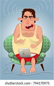 Funny Face Writer Laptop Stock Vector (Royalty Free) 794170975 ...