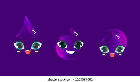 Funny faces for the characters. Vector image of emotions.