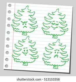 Funny faces Christmas trees