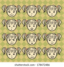 Funny faces with different emotions card design