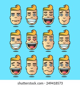 Funny Faces, Different Expressions Of Emotions, Avatars Icons, Vector Art