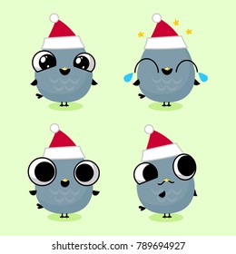 funny faces icons Christmas set