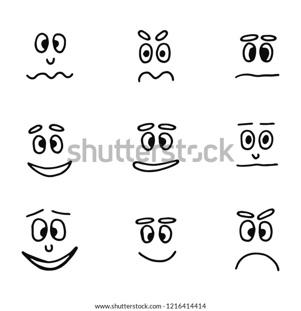 Funny Faces Icons Set Isolated Objects Stock Vector (Royalty Free ...