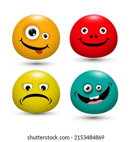 Funny faces isolated on white background - vector