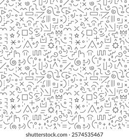 funny faces kids creative education games abstract lines seamless pattern , background design element