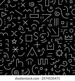 funny faces kids creative education games abstract lines seamless pattern , background design element