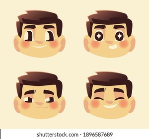 personajes de caricatura de caras divertidas diferentes expresiones ilustraciones vectoriales