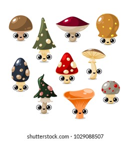 funny faces mushrooms set