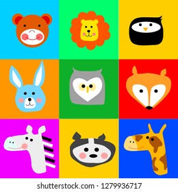 funny faces on a colored background, vector illustration