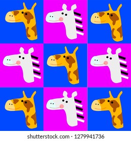 funny faces on a colored background, vector illustration