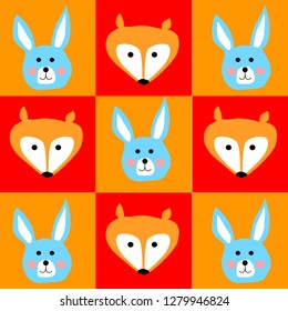 funny faces on a colored background, vector illustration