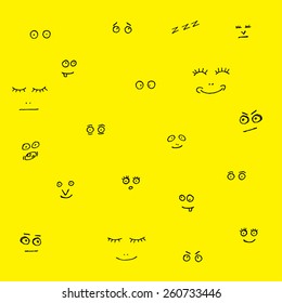 funny faces on yellow background