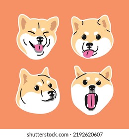 FUNNY FACES SHIBA INU DOG VECTOR COLLECTION