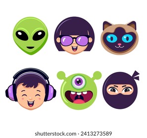 funny faces for sticker, print, postcard
