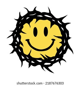 funny face.vector illustration.stylized image.yellow and black elements isolated on white background.modern typography design perfect for web design,social media,t shirt,poster,banner,etc
