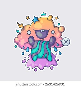 Divertida nube de hadas. Caricatura de Vector. Estilo de moda. Ilustración vectorial.