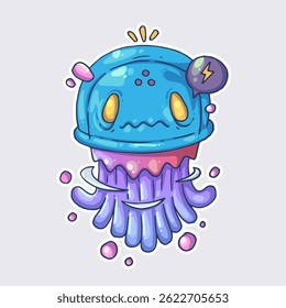 Funny fairy jellyfish. Cartoon vector character. Trendy style. Vector illustration