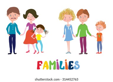 Happy Family Father Mother Grandfathergrandmother Children Stock Vector ...