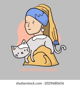 funny famous painting with cats wo slim fit design vector illustration for use in design and print wall art poster canvas
