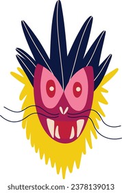 Funny fancy dragon face. Illustration in a modern flat style for Halloween