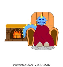 Funny fantasy character dragon sitting by the fireplace. Isolated on white background. Vector cartoon colorful icons.
harvest