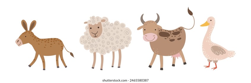 Funny Farm Animal and Domestic Livestock Vector Set