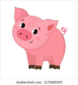 funny farm animal isolated on transparent background. vector illustration