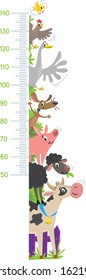 Funny farm animals meter wall or height chart