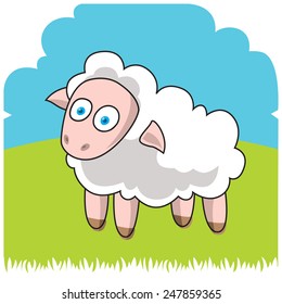 Funny farm. Cartoon lamb, sheep. Vector illustration.e p s 1 0 
