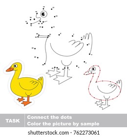 Funny Farm Duck. Dot to dot educational game for kids.