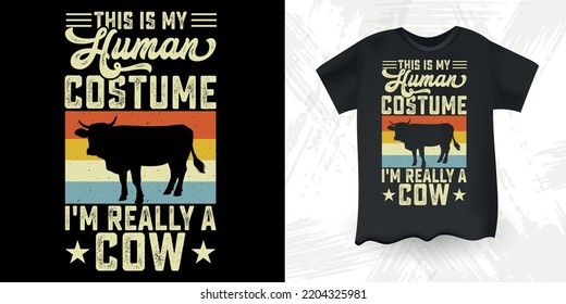 Funny Farm Farmer Cow Lover Retro Vintage Cow T-shirt Design svg