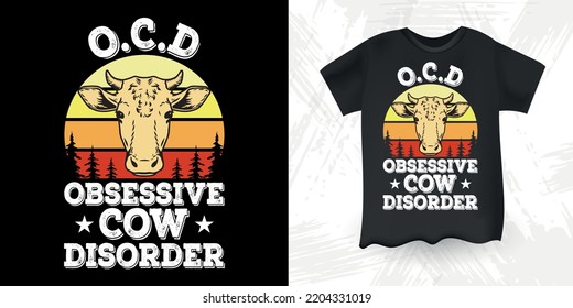 Funny Farm Farmer Cow Lover Vintage Cow T-shirt Design svg