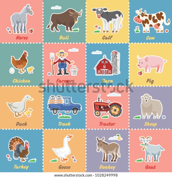 Funny Farm Vector Illustration Farmer Barn Stock Vector Royalty